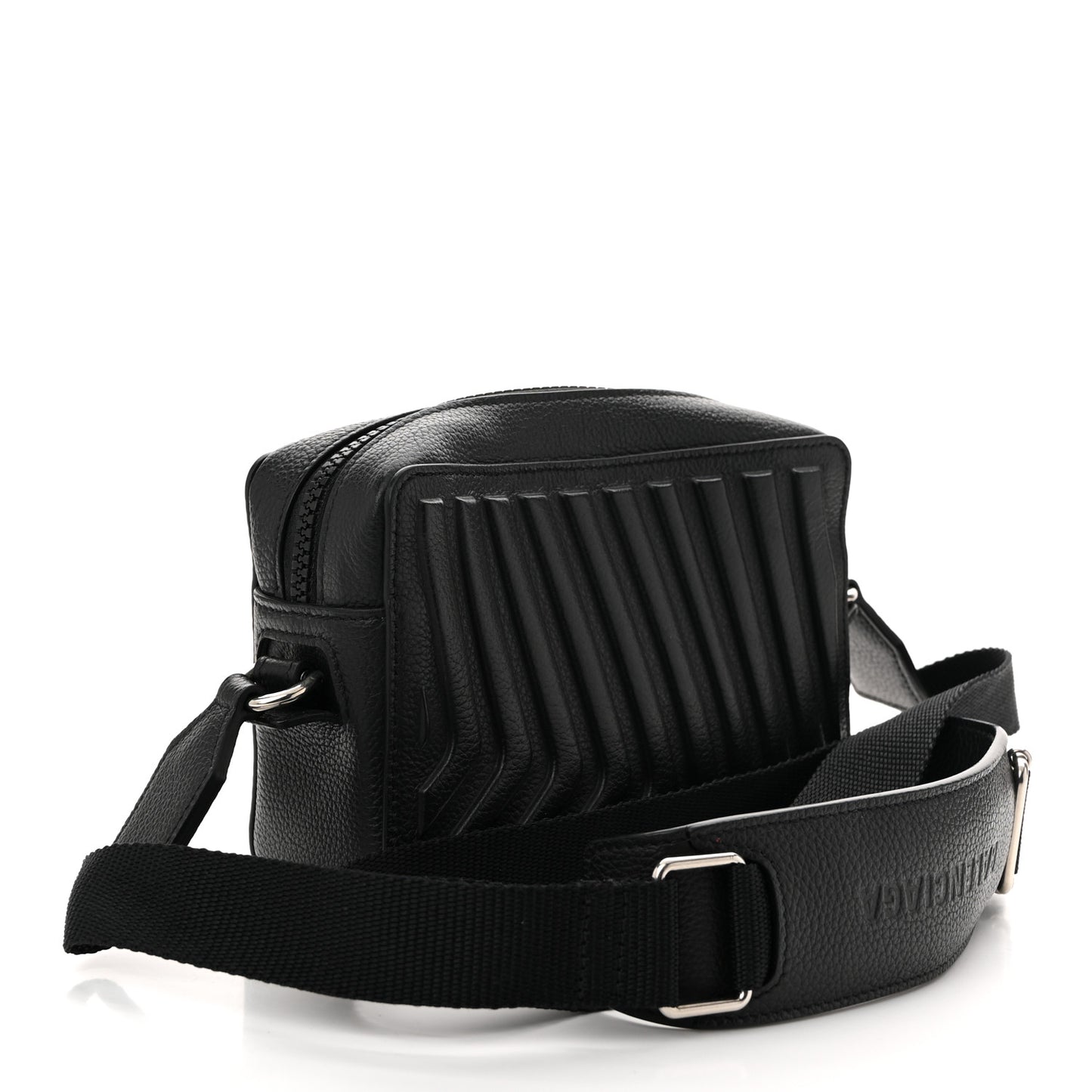Grained Calfskin Embossed Car Camera Bag Black