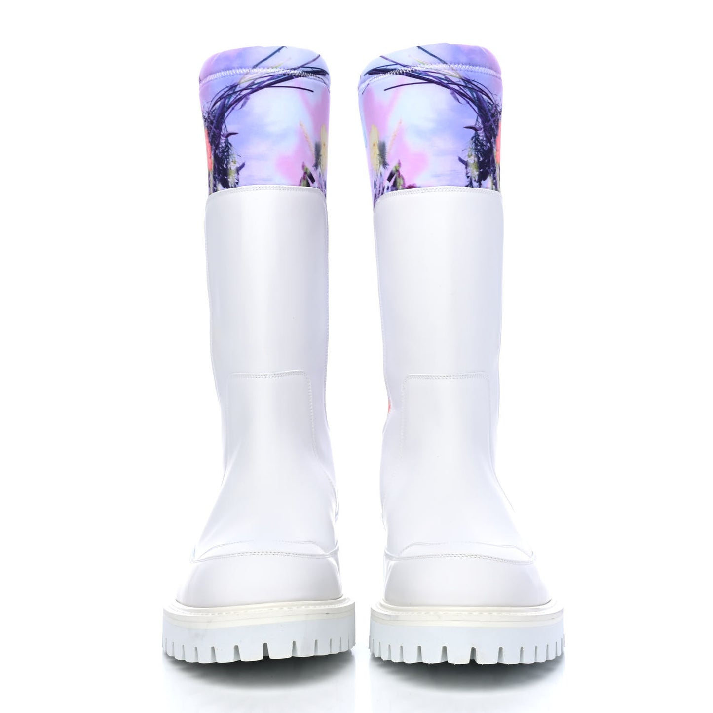Neoprene Calfskin Floral Print Mens Landscape Boots 8.5 White Multicolor