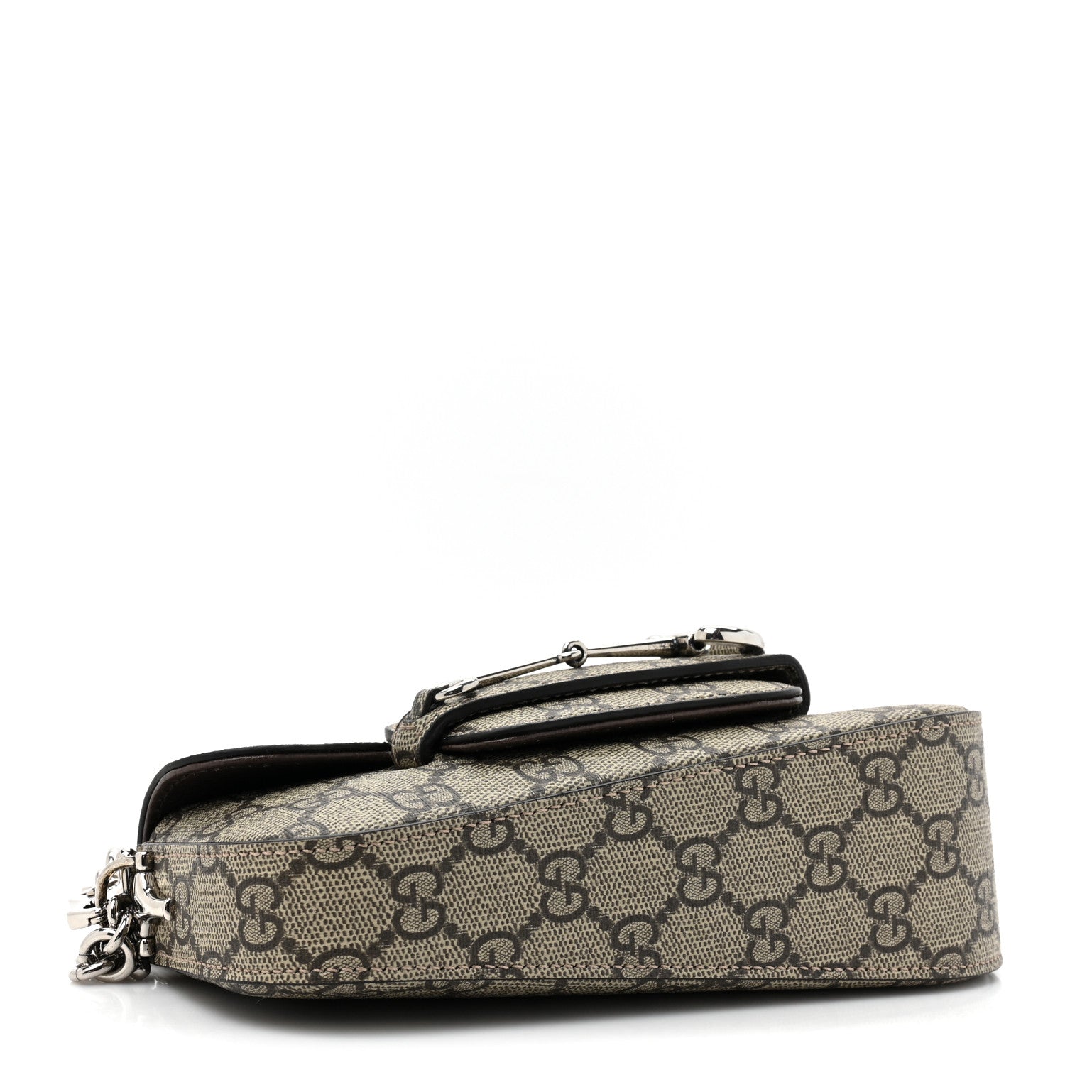 Gucci GG Supreme Monogram Mini Horsebit 1955 Asymmetric Shoulder Bag Beige Ebony 4 of 9