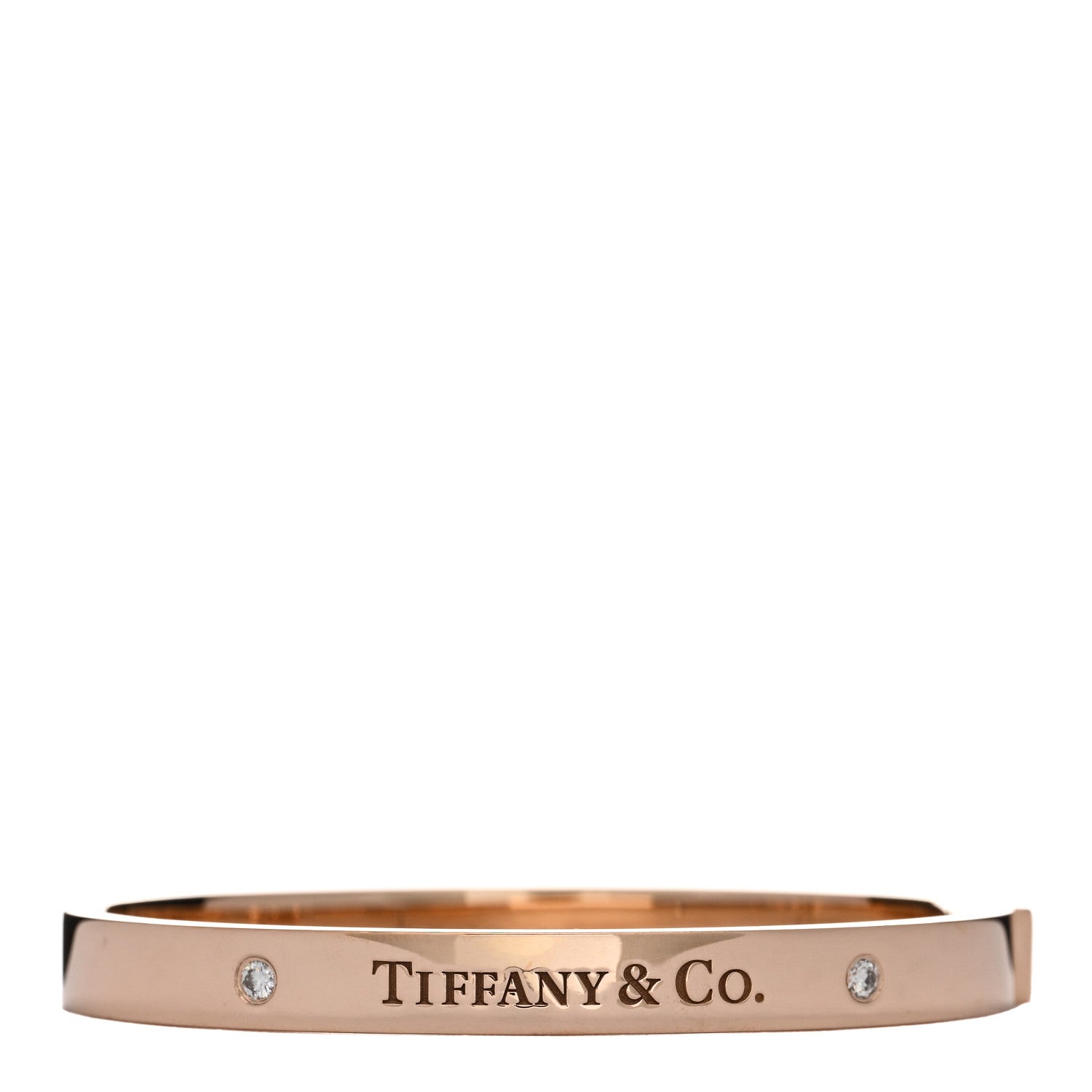 Tiffany 18K Rose Gold Diamond Hinged Bangle Bracelet 1 of 3