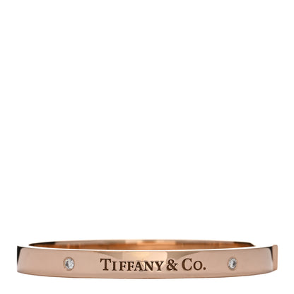Tiffany 18K Rose Gold Diamond Hinged Bangle Bracelet 1 of 3