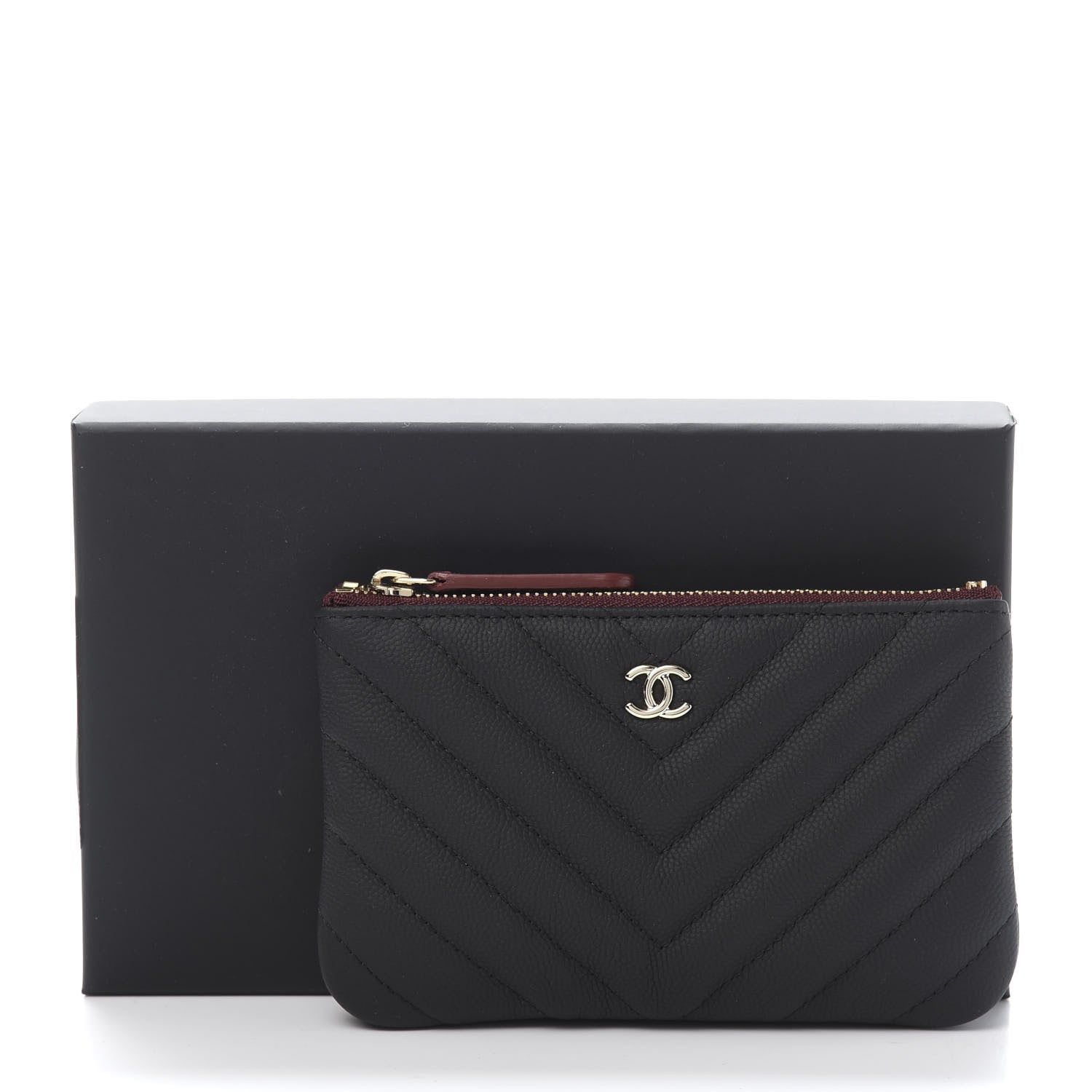 Chanel Caviar Chevron Quilted Small Cosmetic Case Black 8 of 8