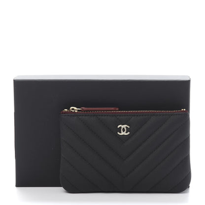 Chanel Caviar Chevron Quilted Small Cosmetic Case Black 8 of 8