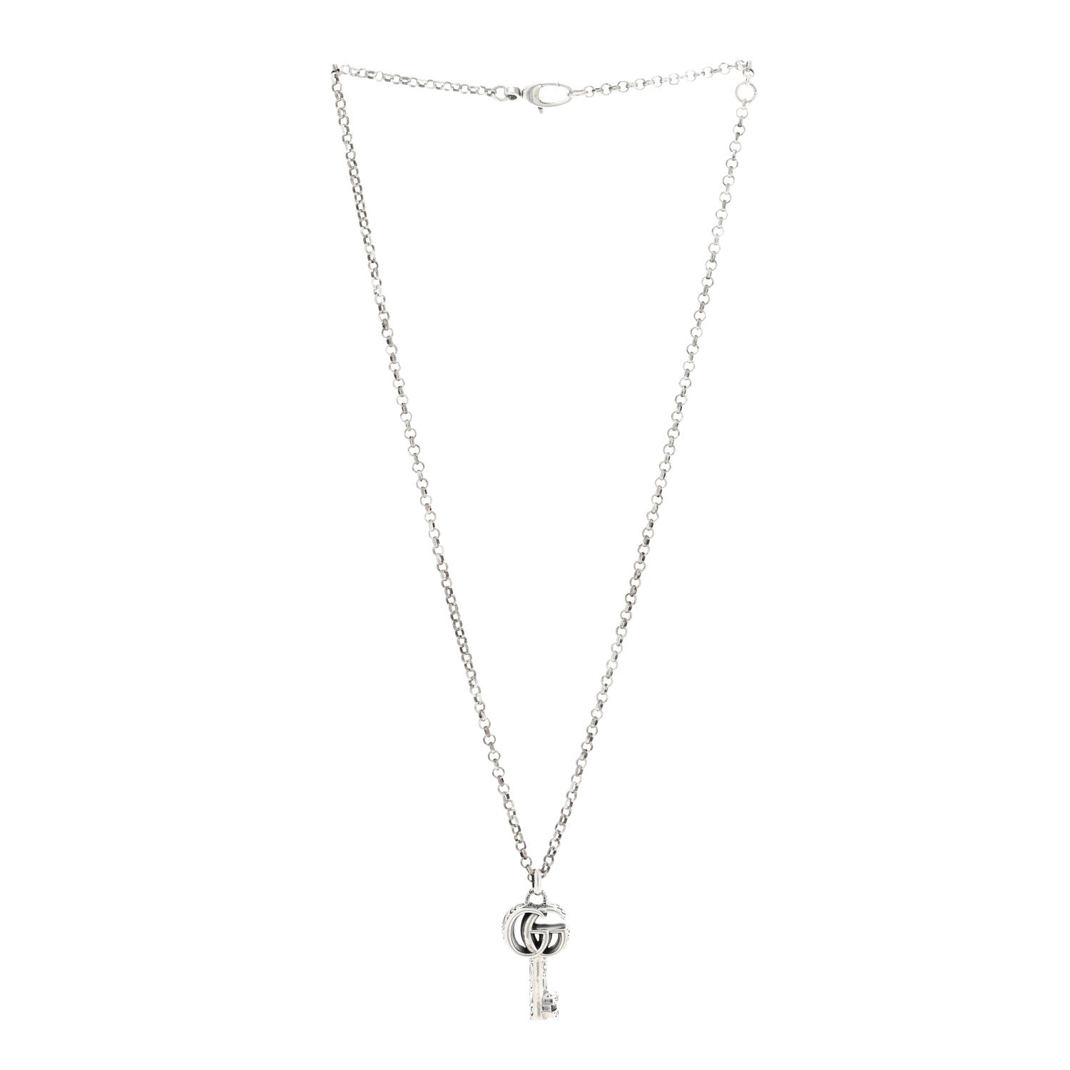 Gucci Sterling Silver Double G Key Pendant Necklace 3 of 5