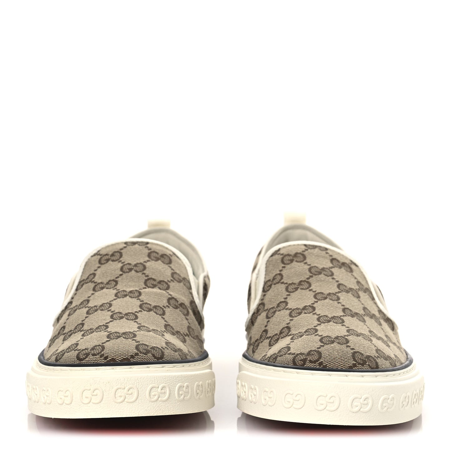 GG Monogram Mens 1977 Tennis Slip On Sneakers 8.5 Beige Ebony Mystic White