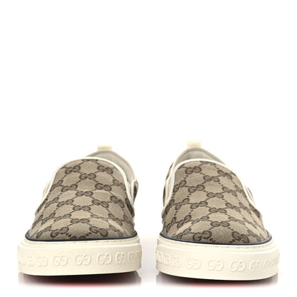 Gucci GG Monogram Mens 1977 Tennis Slip On Sneakers 8.5 Beige Ebony Mystic White 3 of 10