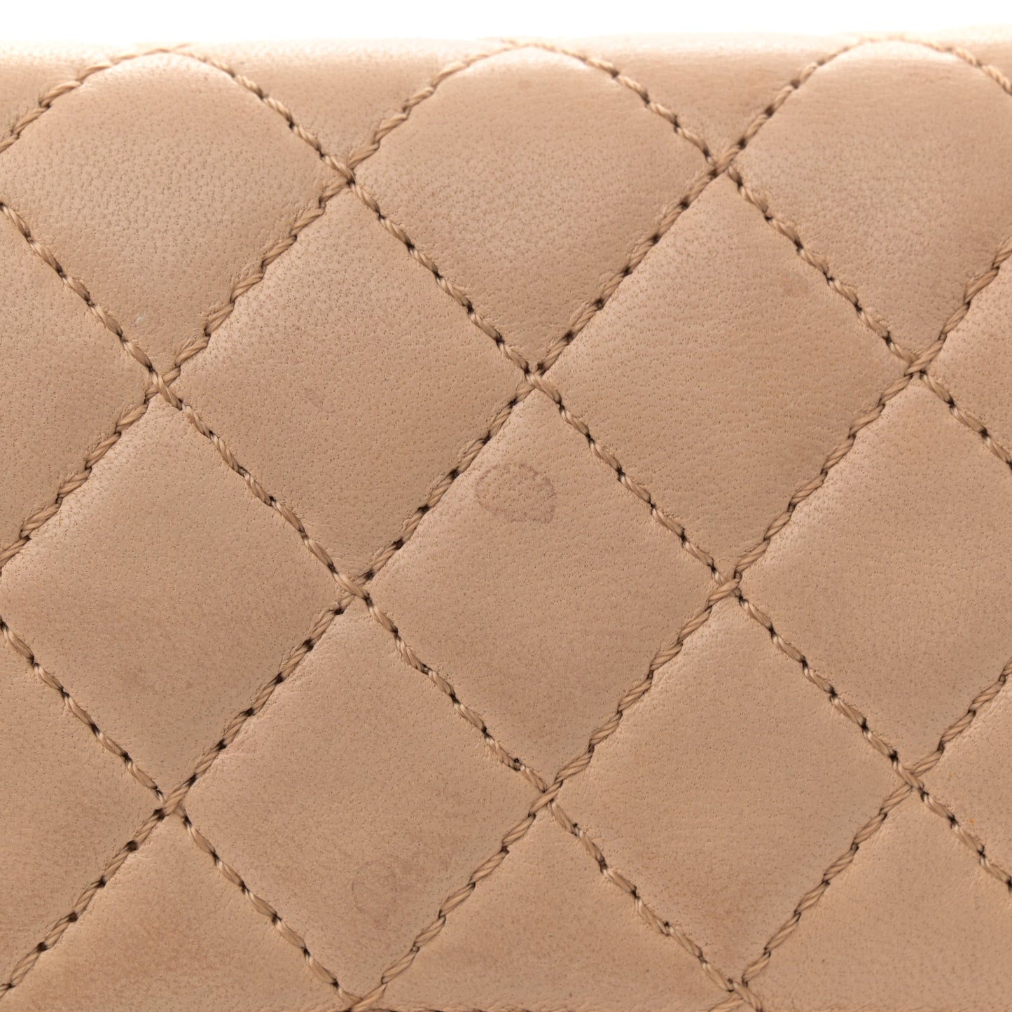 Lambskin Quilted Clutch with Chain Flap Beige