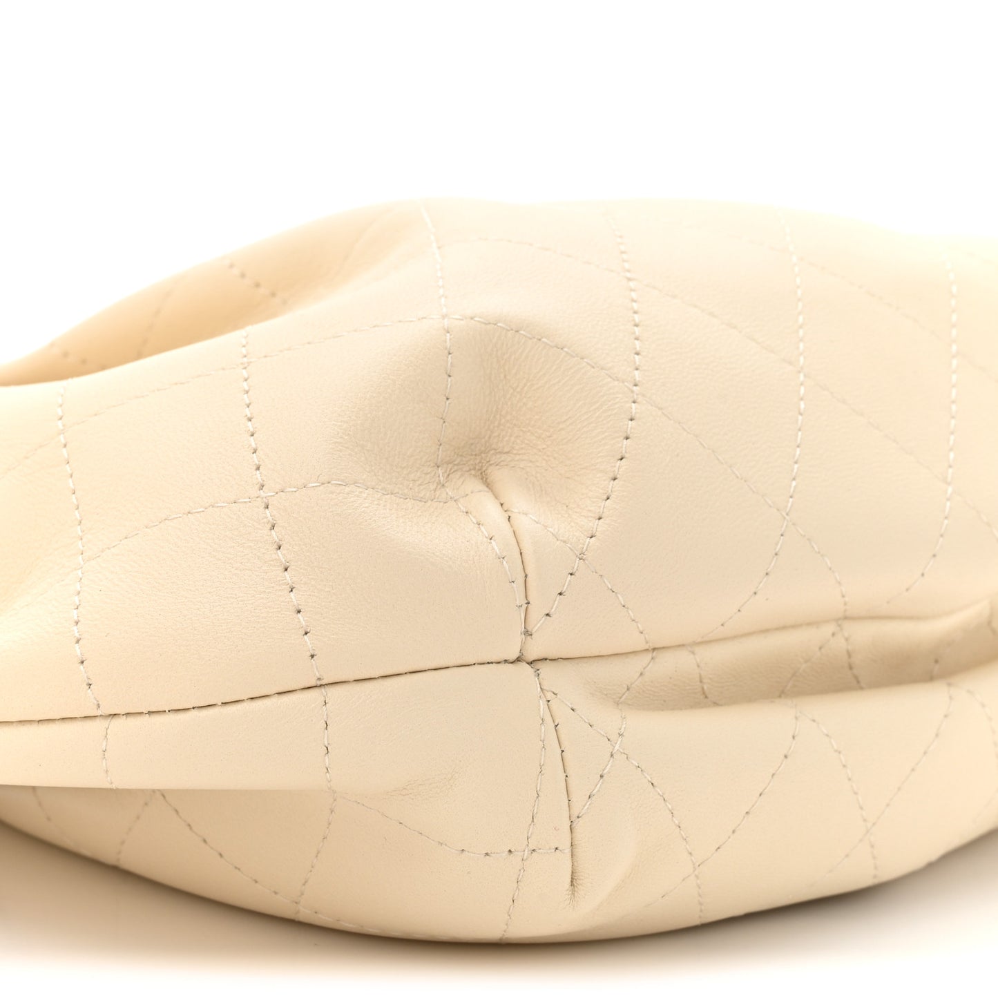 Lambskin Plexiglass Tortoise Shell Quilted Small Pouch Light Beige