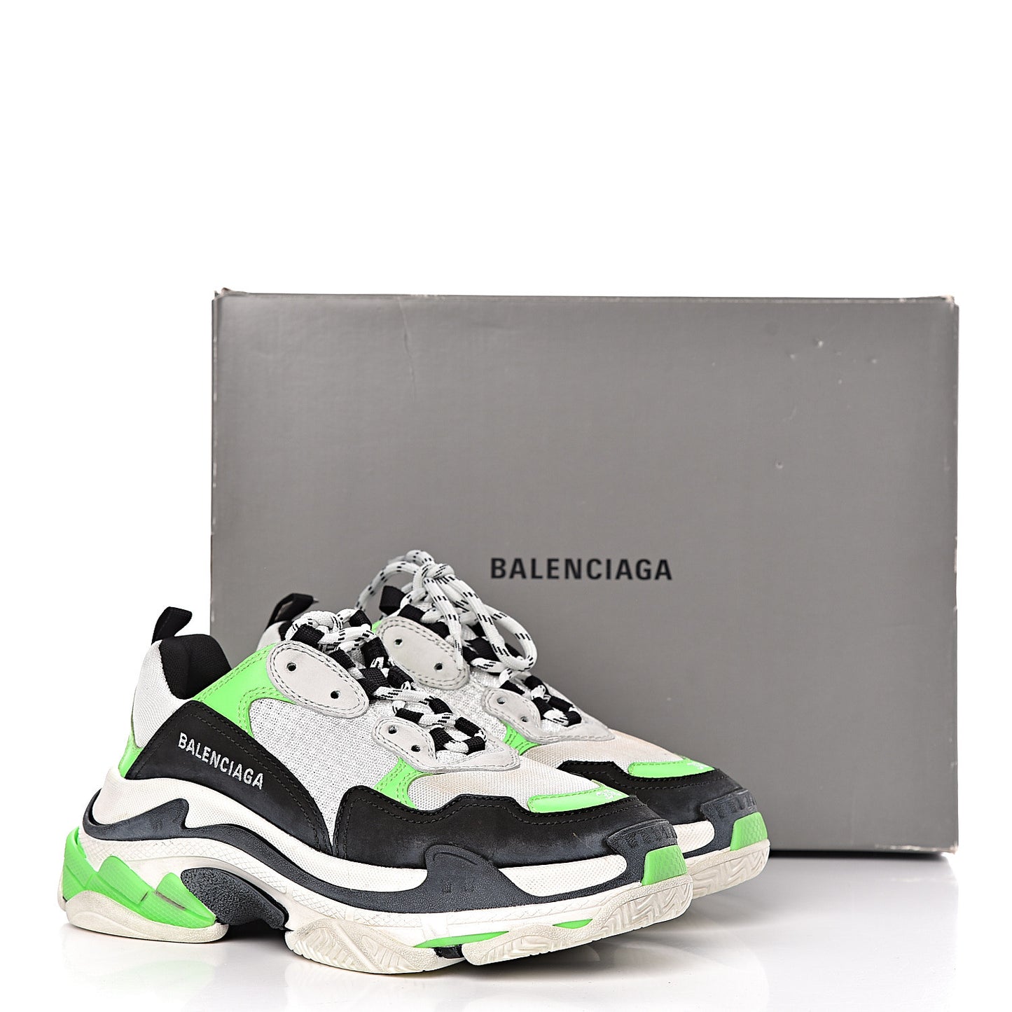 Fabric Mesh Womens Triple S Sneakers 38 White Green Fluo Black