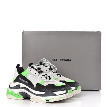 Balenciaga Fabric Mesh Womens Triple S Sneakers 38 White Green Fluo Black 18 of 18