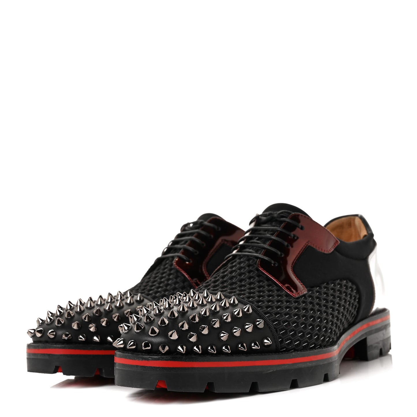 Calfskin Neoprene Lurex Studded Mens Luis Cap Toe Derby Oxfords 41 Black Silver