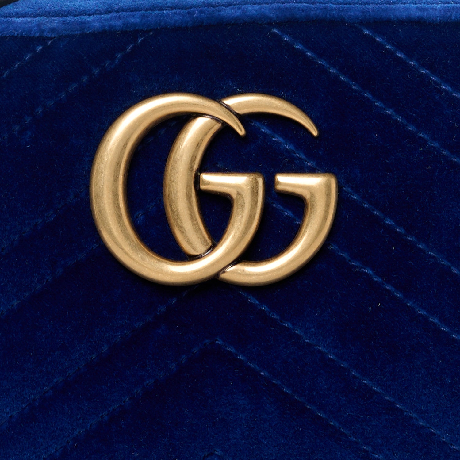 Gucci Velvet Matelasse Small GG Marmont Chain Shoulder Bag Cobalt 9 of 11