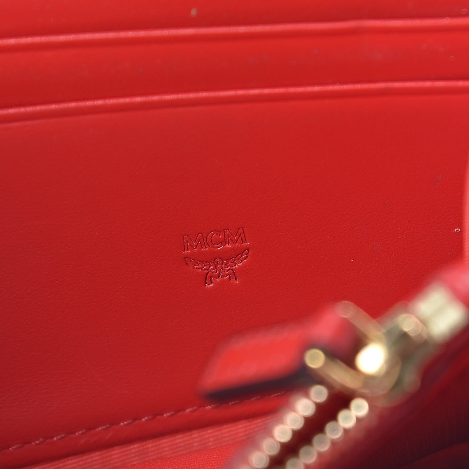 MCM Visetos Large Zip Around Wallet Cognac Red 6 of 17