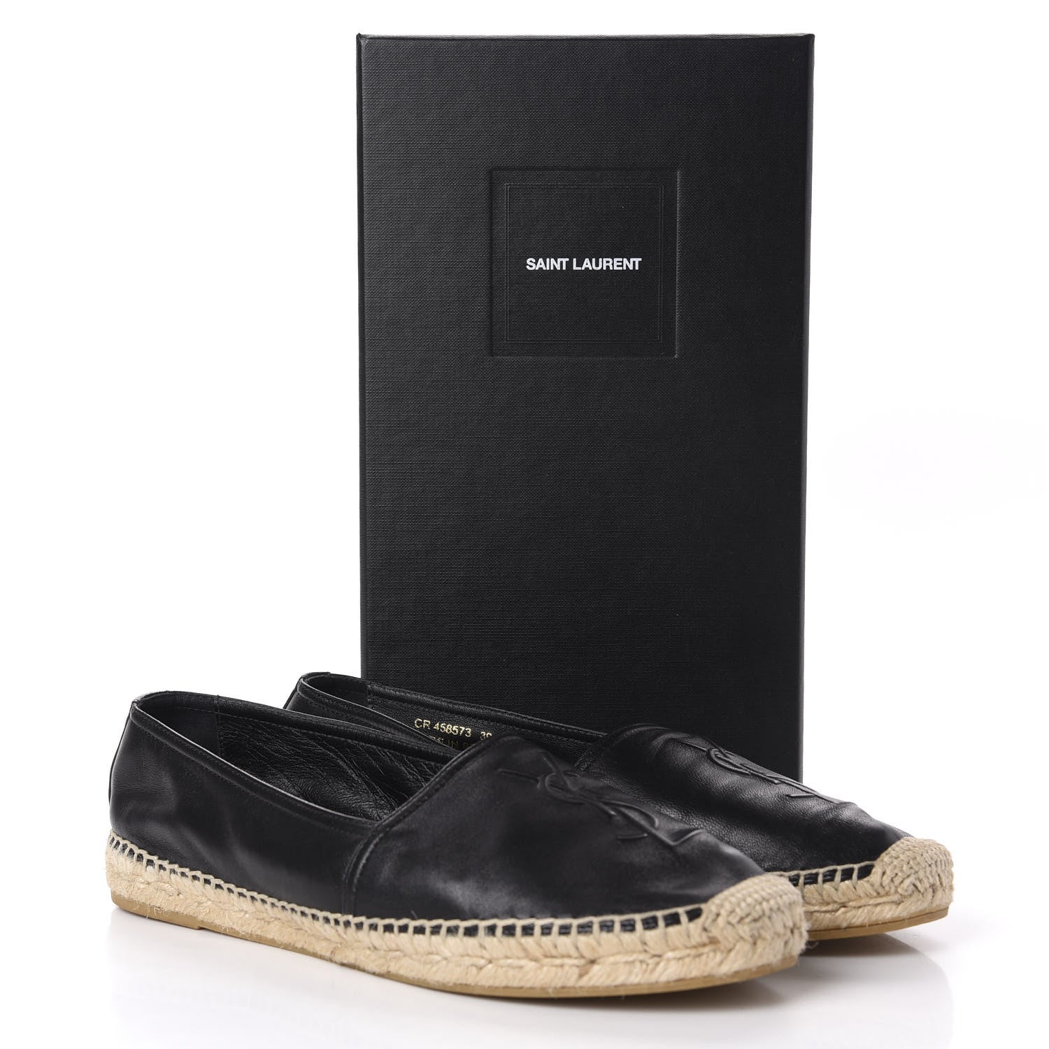 Saint Laurent Lambskin Monogram Espadrilles 39 Black 11 of 11