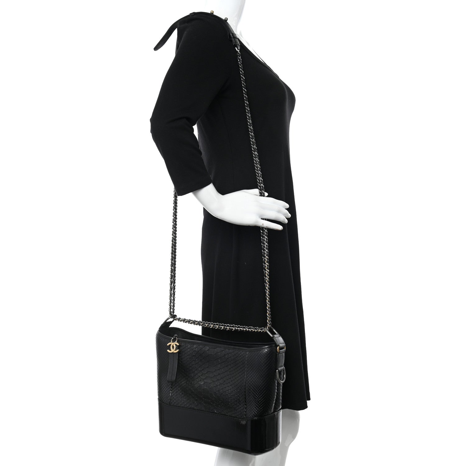 Chanel Snakeskin Medium Gabrielle Hobo Black 2 of 11
