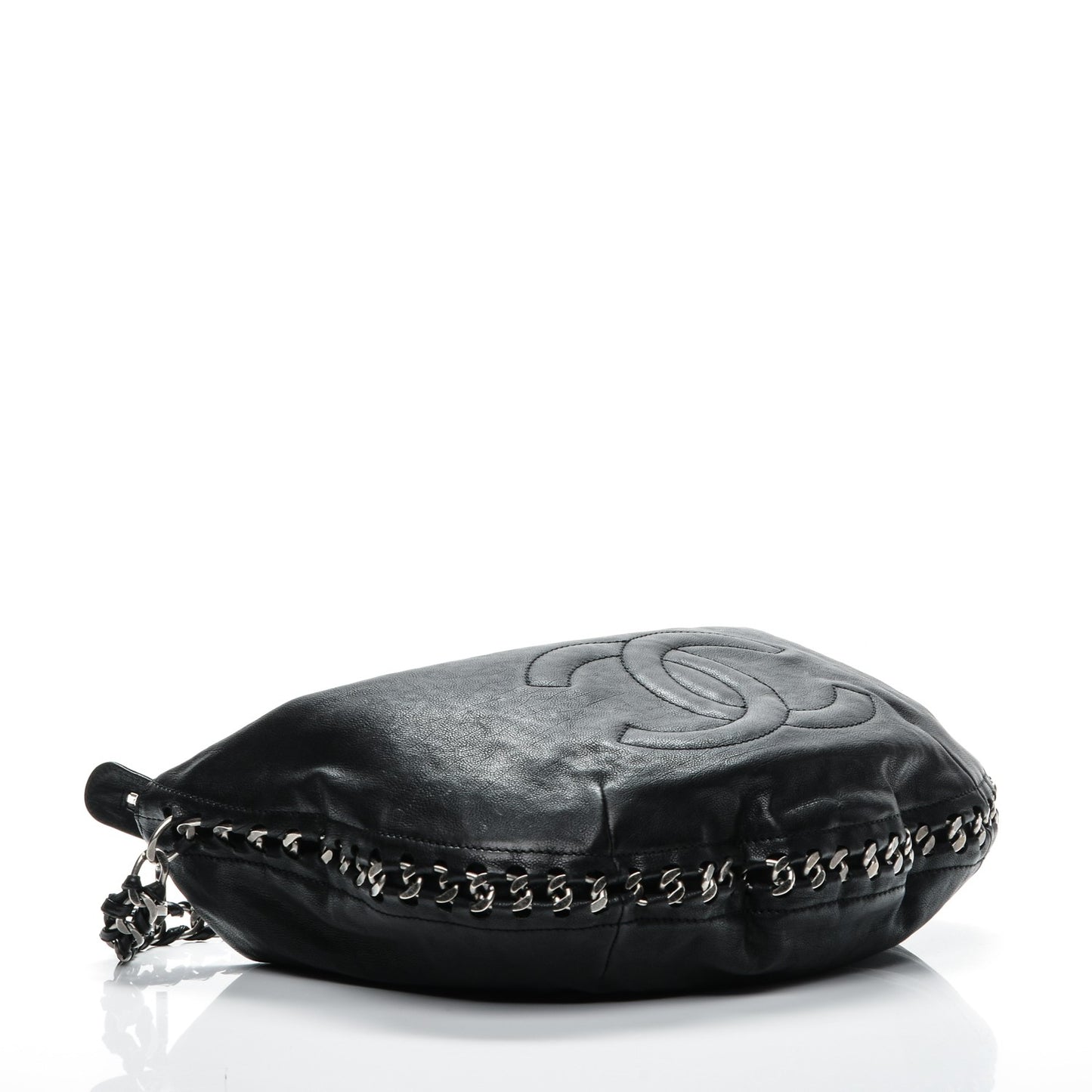 Calfskin Modern Chain Hobo Black