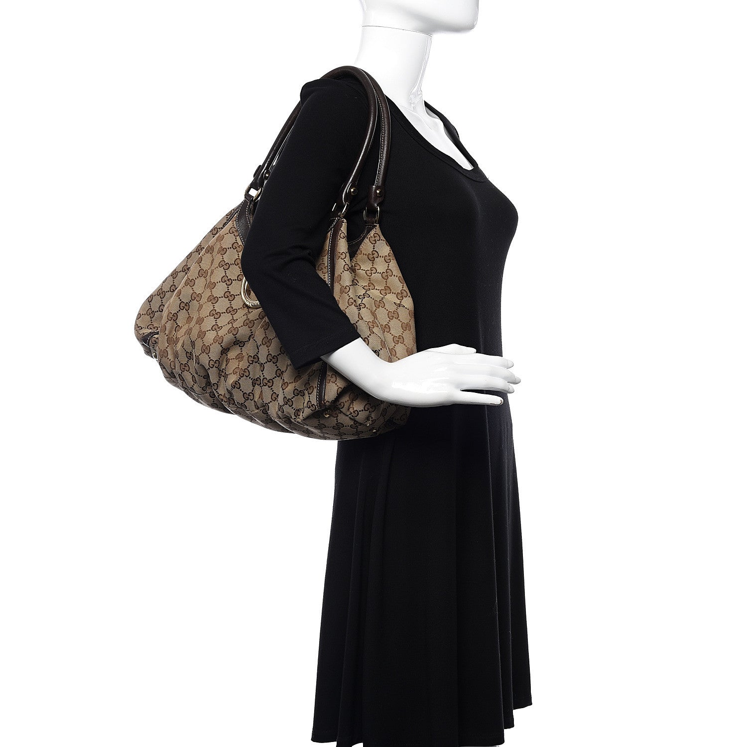 Gucci Monogram Large D Ring Hobo Dark Brown 2 of 15