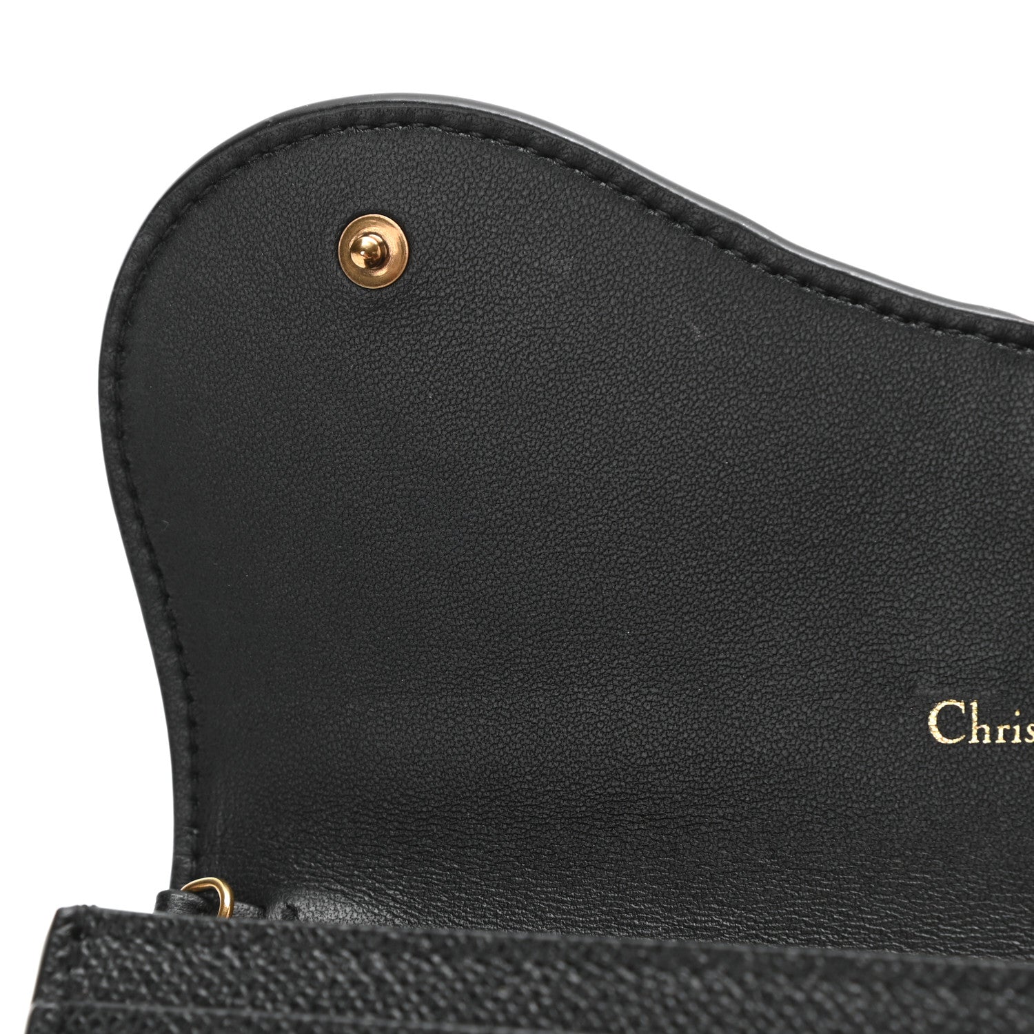Christian Dior Grained Calfskin Saddle Chain Wallet Pouch Black 11 of 12