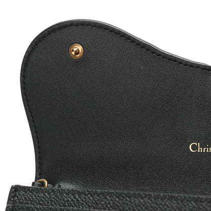 Christian Dior Grained Calfskin Saddle Chain Wallet Pouch Black 11 of 12