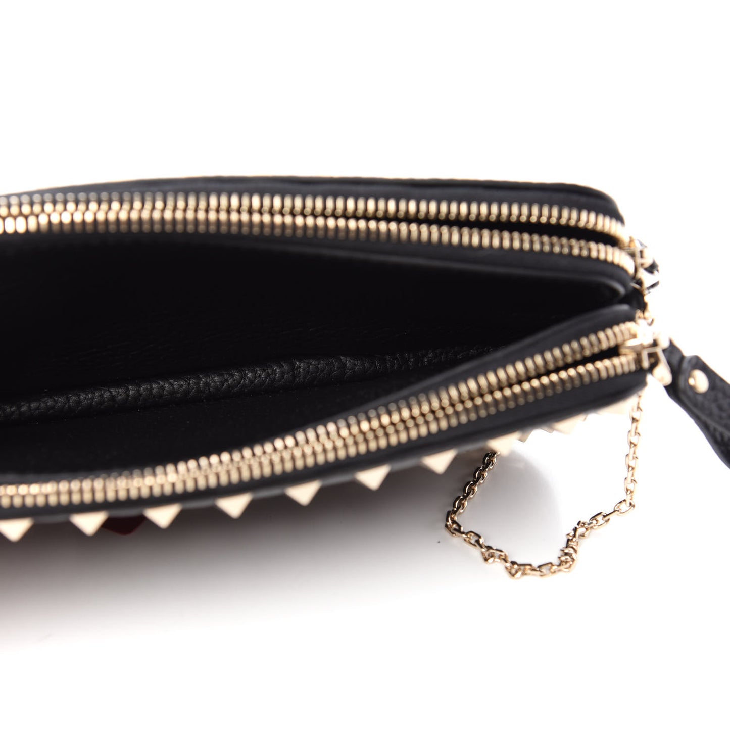 Pebbled Calfskin Rockstud Small Chain Shoulder Bag Black