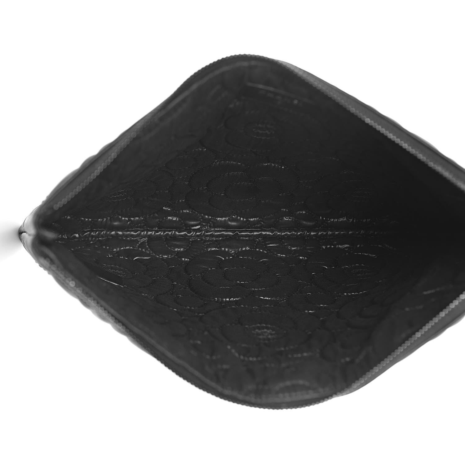 Chanel Lambskin Crystal Camellia Embossed Medium Cosmetic Case Black 5 of 7