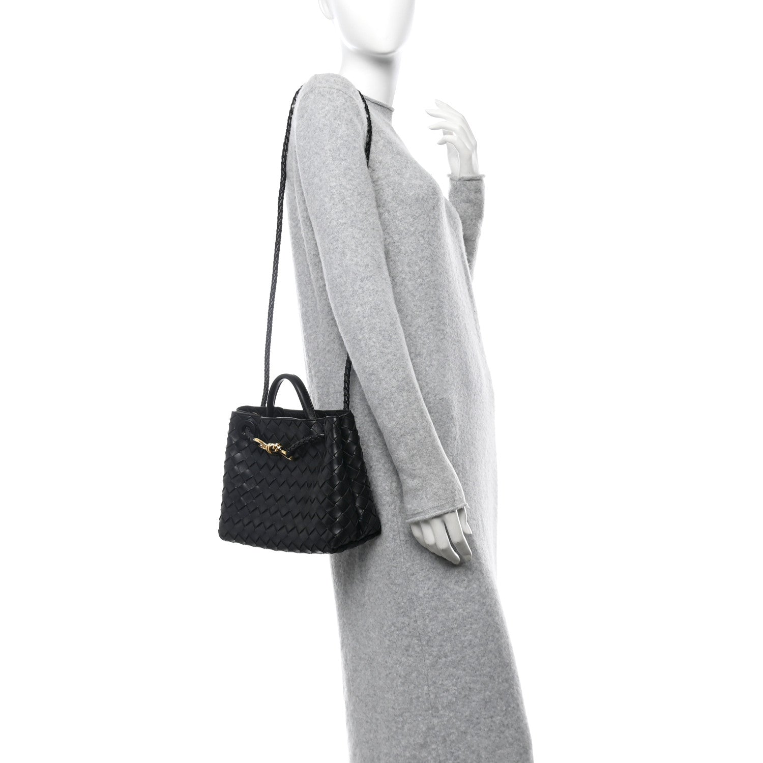 Bottega Veneta Nappa Intrecciato Small Andiamo Shoulder Bag Black 2 of 10