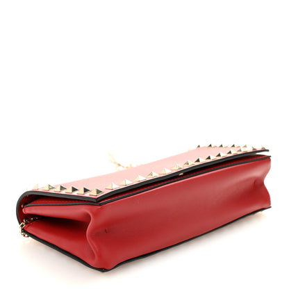 Valentino Garavani Calfskin Rockstud Flap Chain Clutch Red 4 of 9