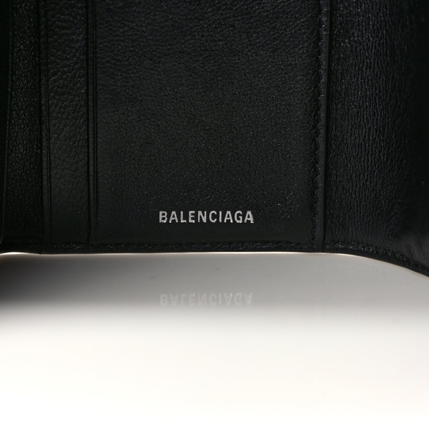 Calfskin Logo Mini Cash Wallet Black