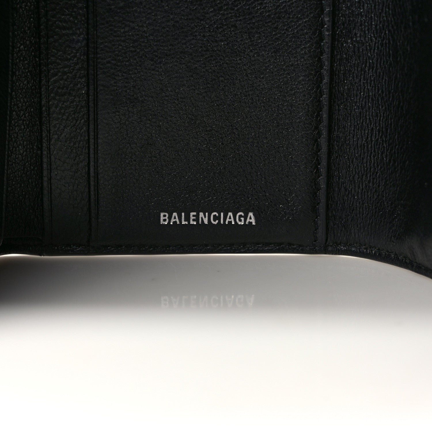 Balenciaga Calfskin Logo Mini Cash Wallet Black 5 of 8
