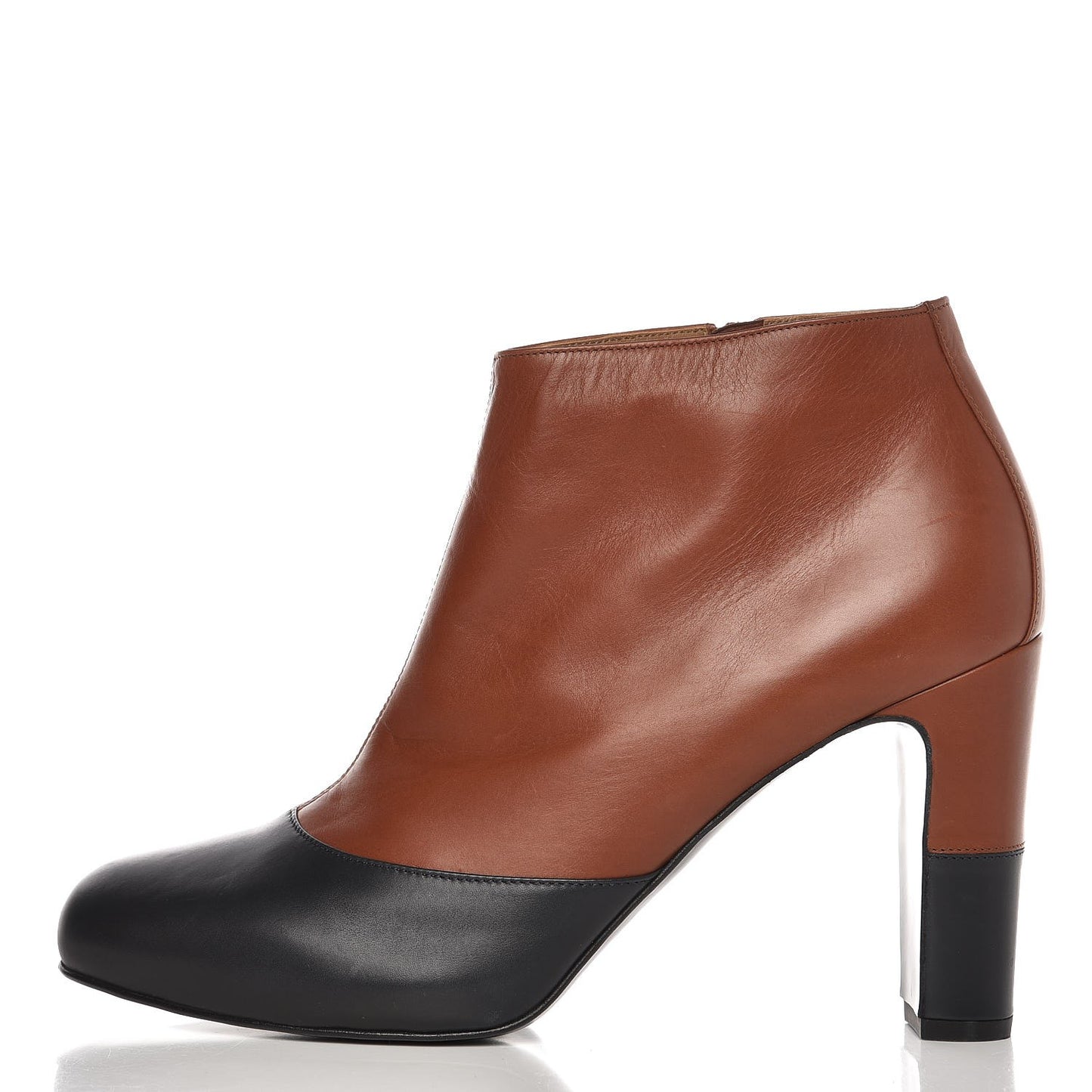Calfskin Detail Boots 41 Cognac Bleu Nuit