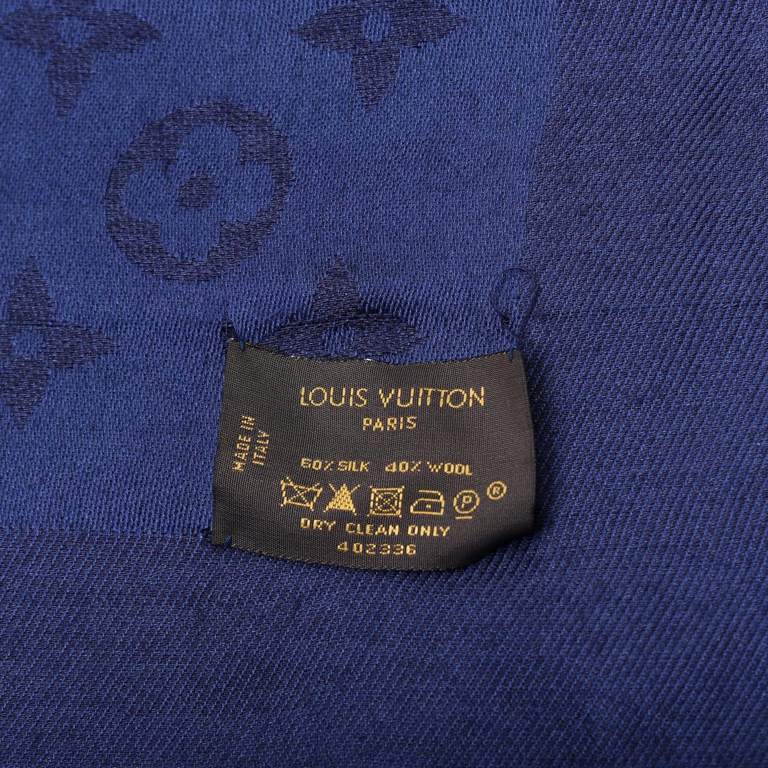 Louis Vuitton Silk Wool Monogram Shawl Night Blue 4 of 4