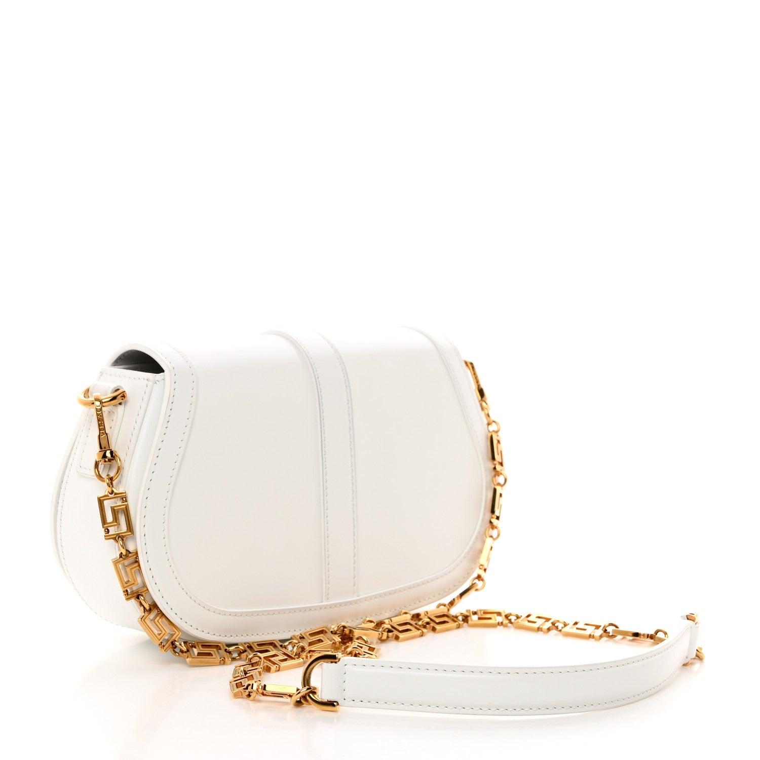 Versace Calfskin Medium Greca Goddess Shoulder Bag White 2 of 12
