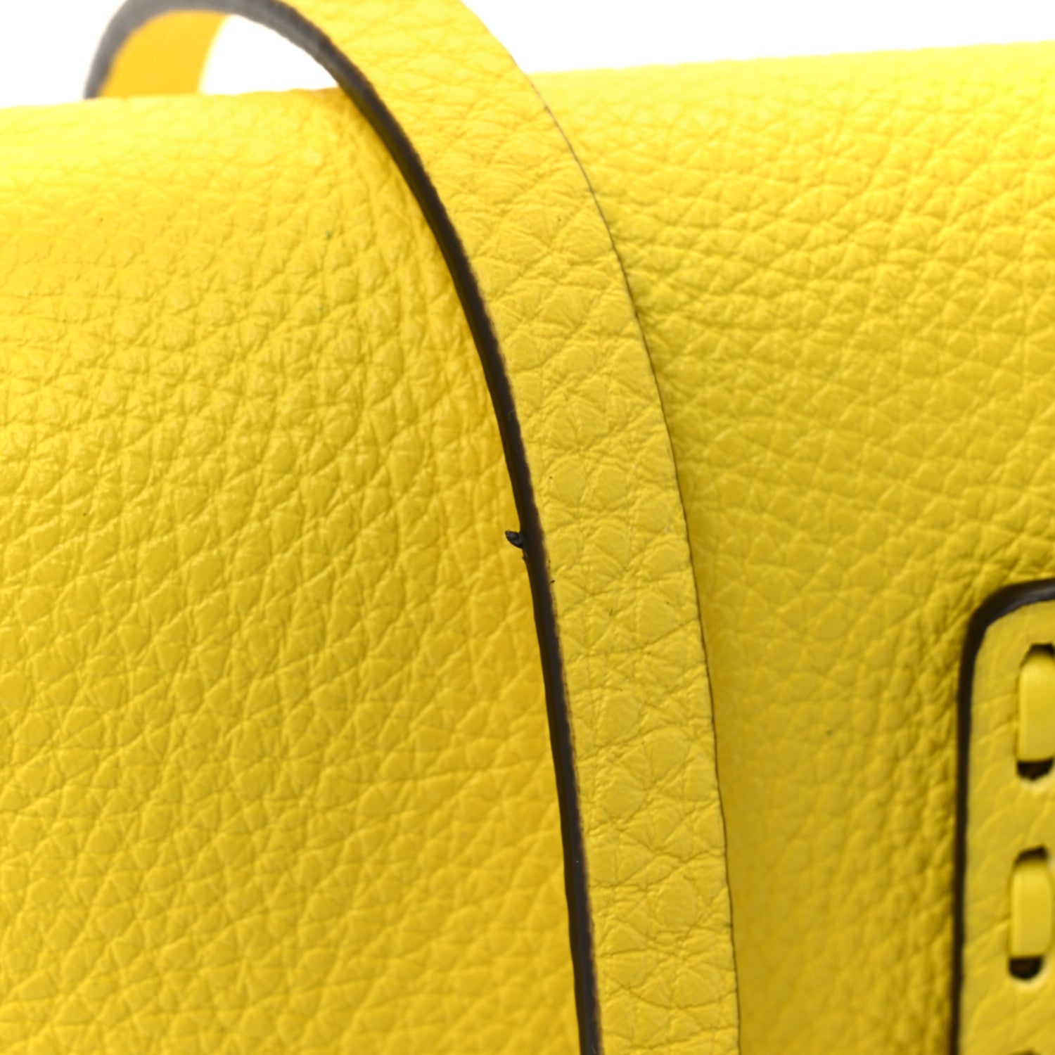 Fendi Cuoio Roma Sellerissima Nappa Sintetica Tape Stitch Mini Baguette Acid Yellow 11 of 11