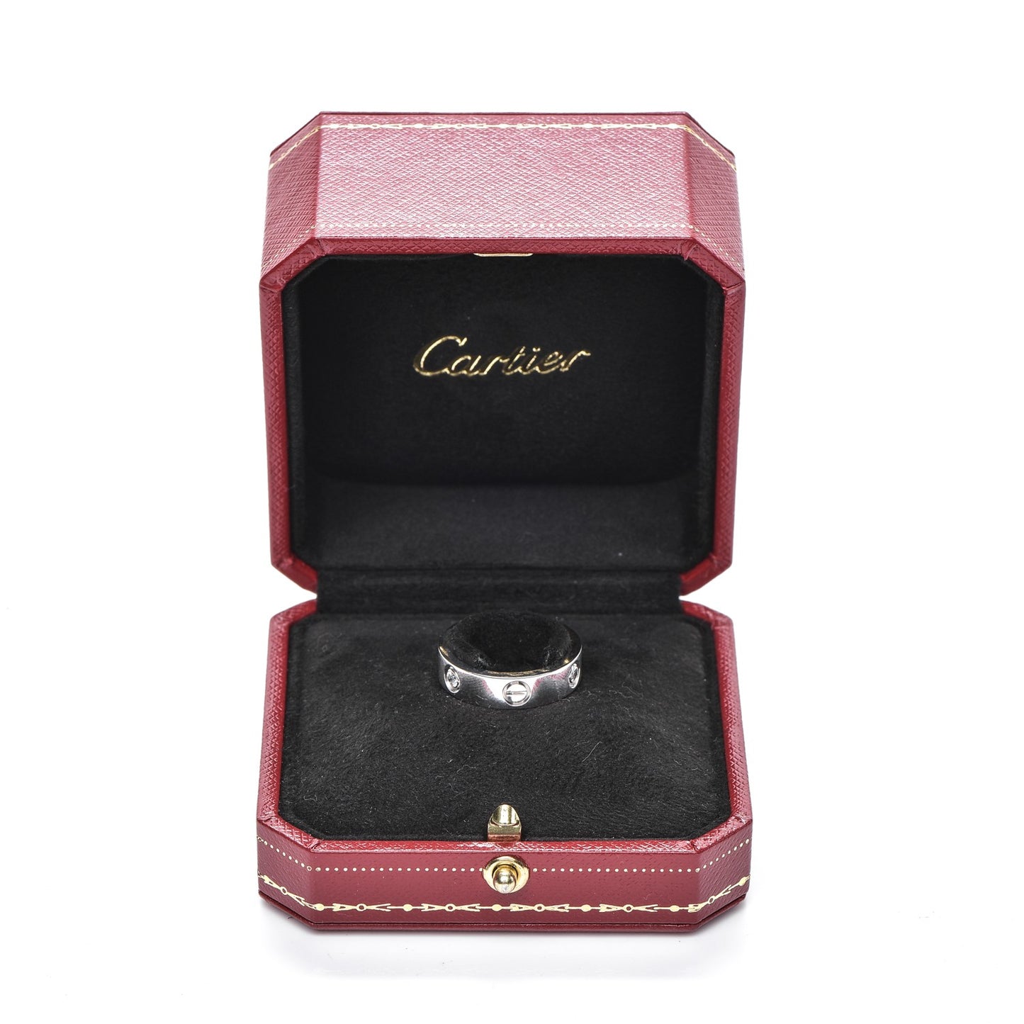 18K White Gold 3 Diamond 5.5mm LOVE Ring 57 8