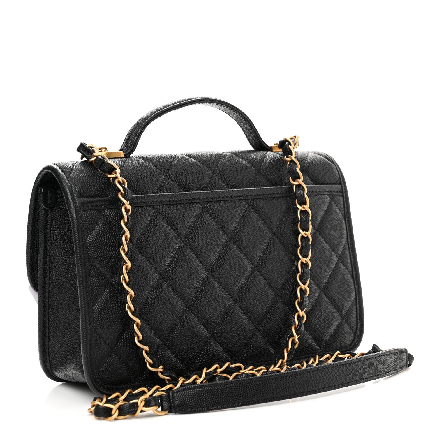 Chanel Caviar Quilted School Memory Small Top Handle Flap Black 3 of 11
