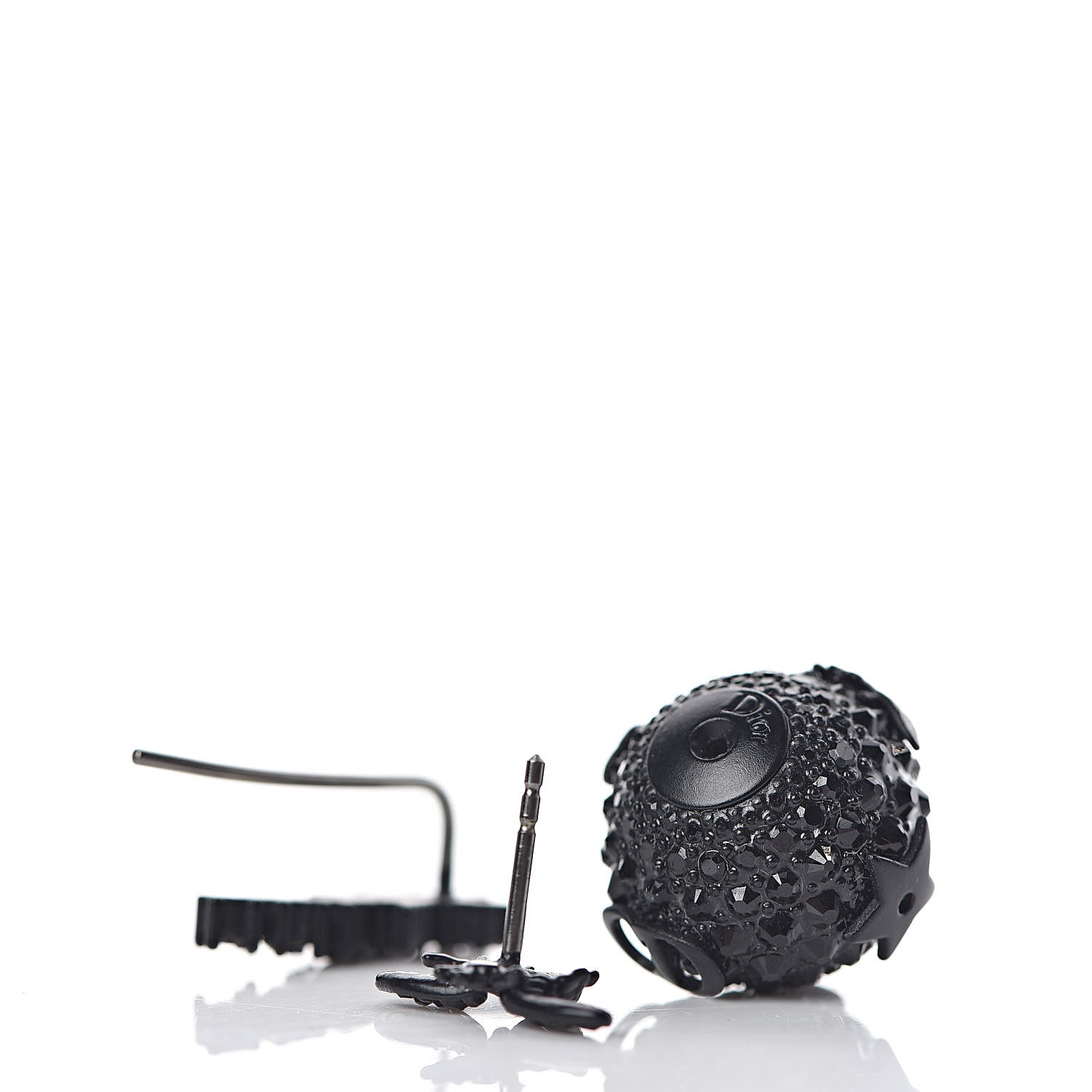Christian Dior Crystal Bee Star Tribal Earrings Black 3 of 4