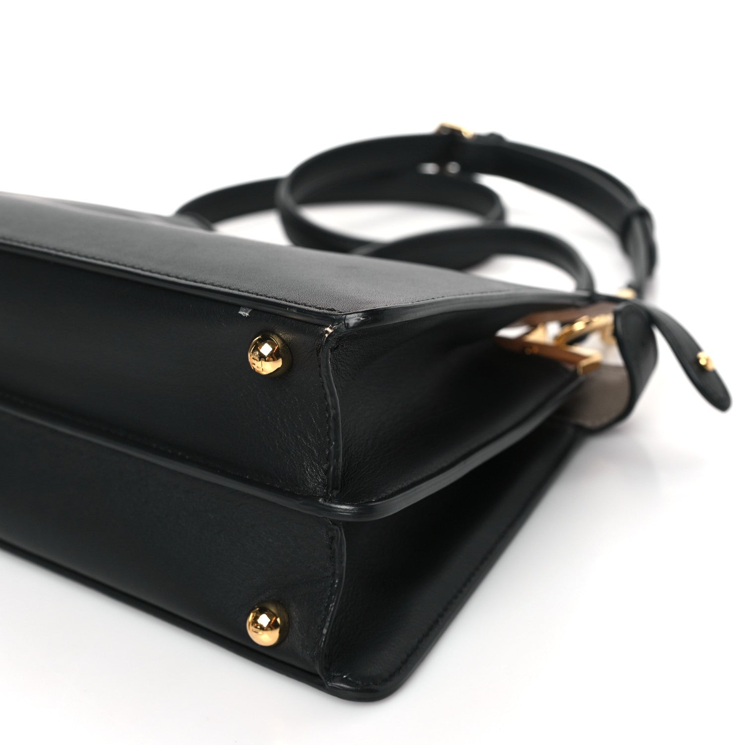 Fendi Vitello Seta Nappa Bi-Color Small Peekaboo I SEE U Satchel Black Light Rose Tortora 9 of 12