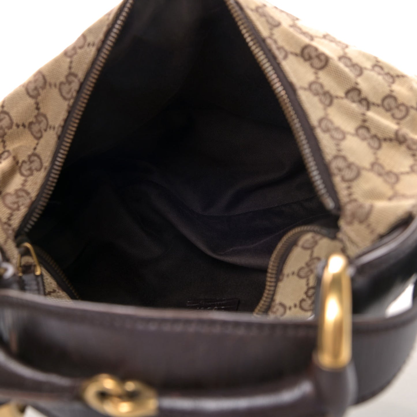 Monogram Medium Horsebit Chain Hobo Dark Brown