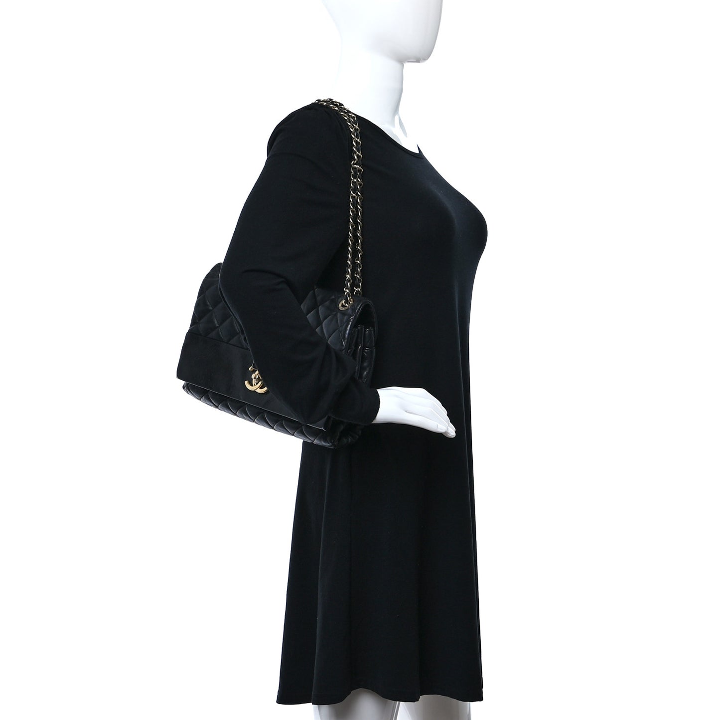 Calfskin Quilted Jumbo Soft Elegance Flap Black