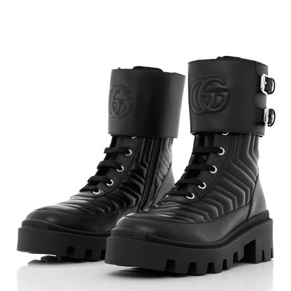 Gucci Nappa Frances GG Matelasse Platform Combat Boots 35.5 Black 3 of 9