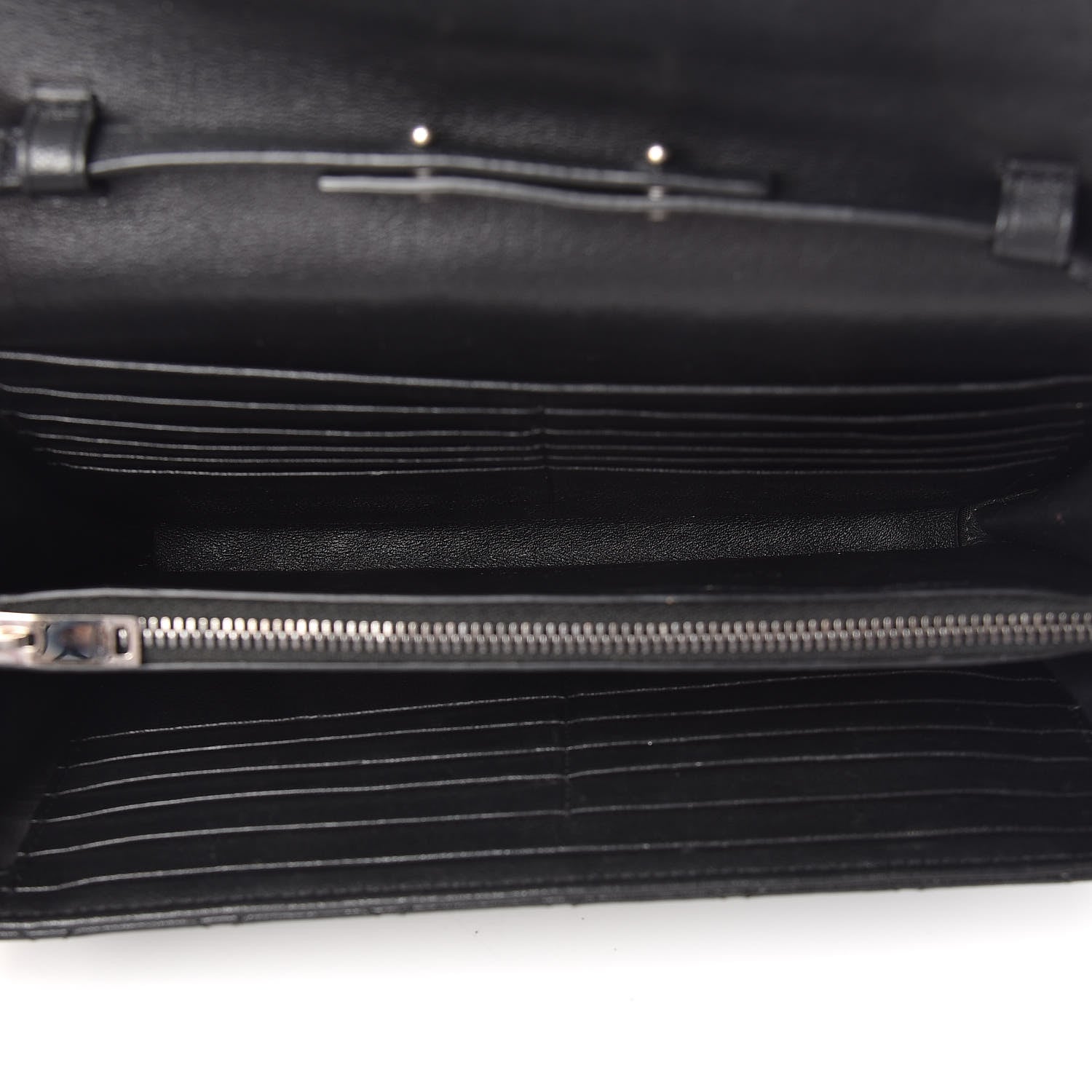 Saint Laurent Sheepskin Tri-Quilt Monogram Envelope Chain Wallet Black 7 of 10