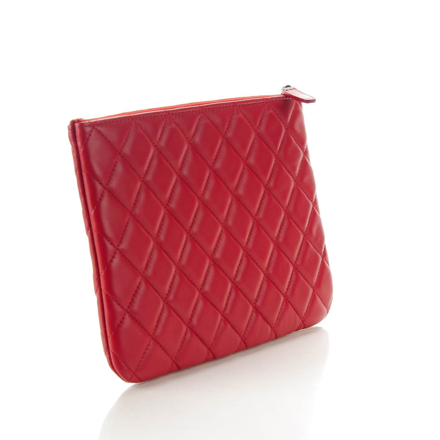 Lambskin Quilted Medium Cosmetic Case Red