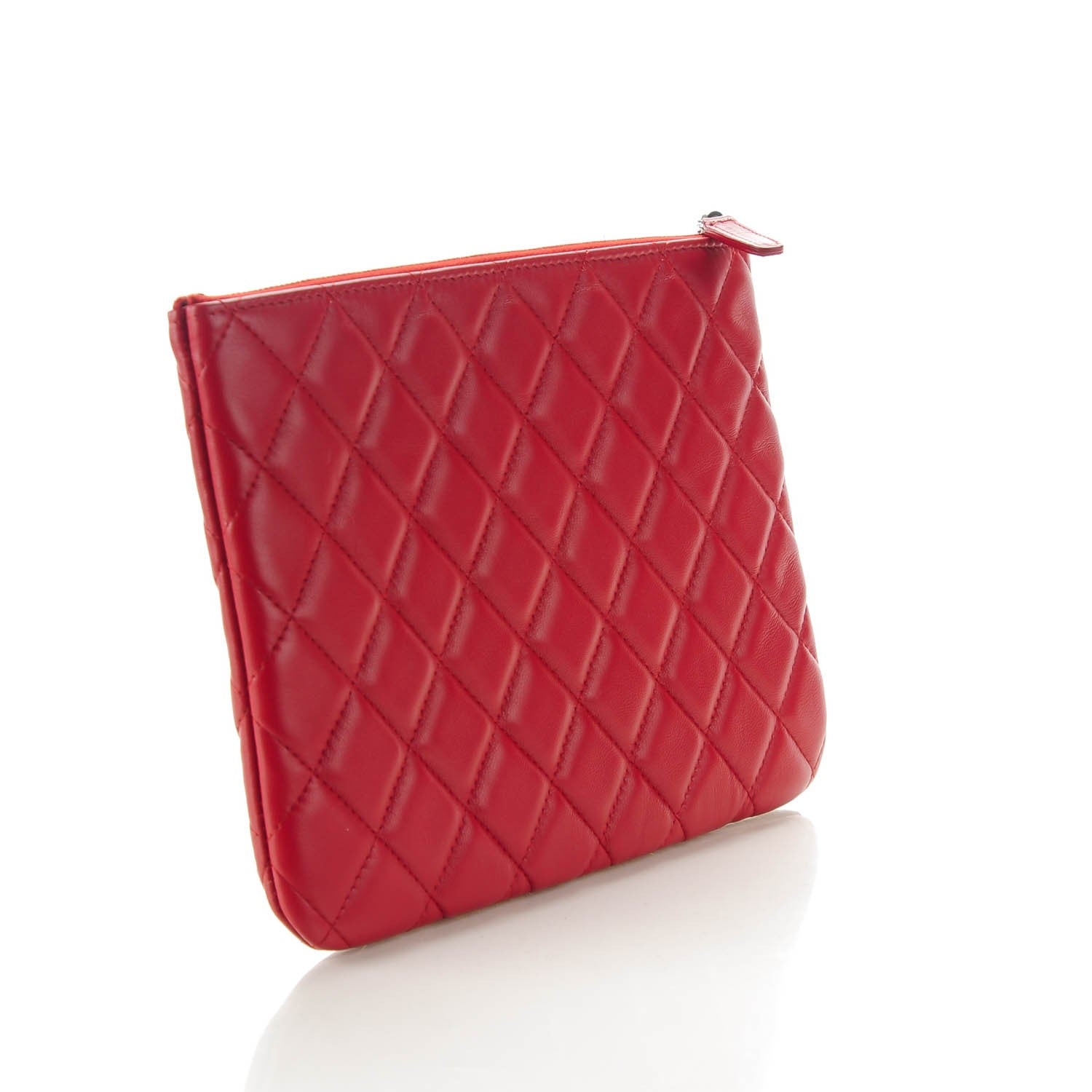 Chanel Lambskin Quilted Medium Cosmetic Case Red 3 of 7