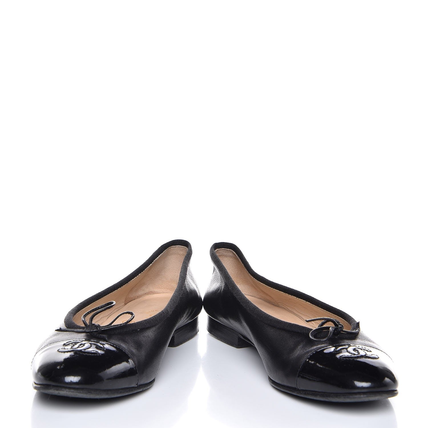 Chanel Lambskin Patent Cap Toe Ballerina Flats 36.5 Black 5 of 10