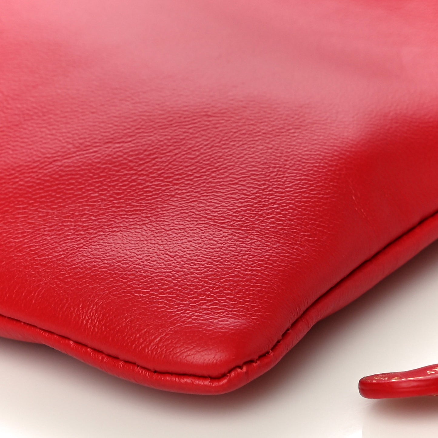 Calfskin Small Drawcord Pouch Red