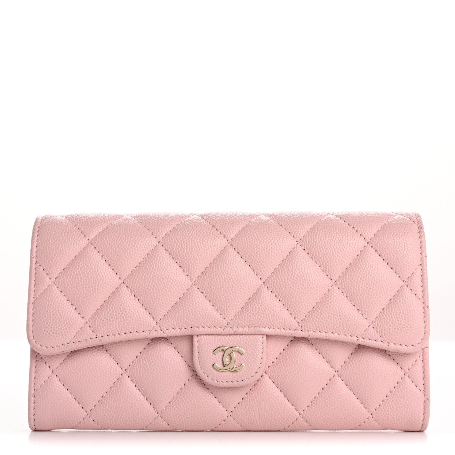 Chanel Caviar Quilted Large Gusset Flap Wallet Light Pink 1 of 11