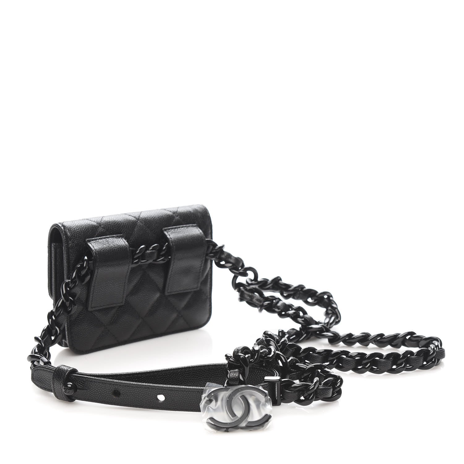 Chanel Caviar Quilted Incognito Belt Flap Card Holder Black 3 of 12