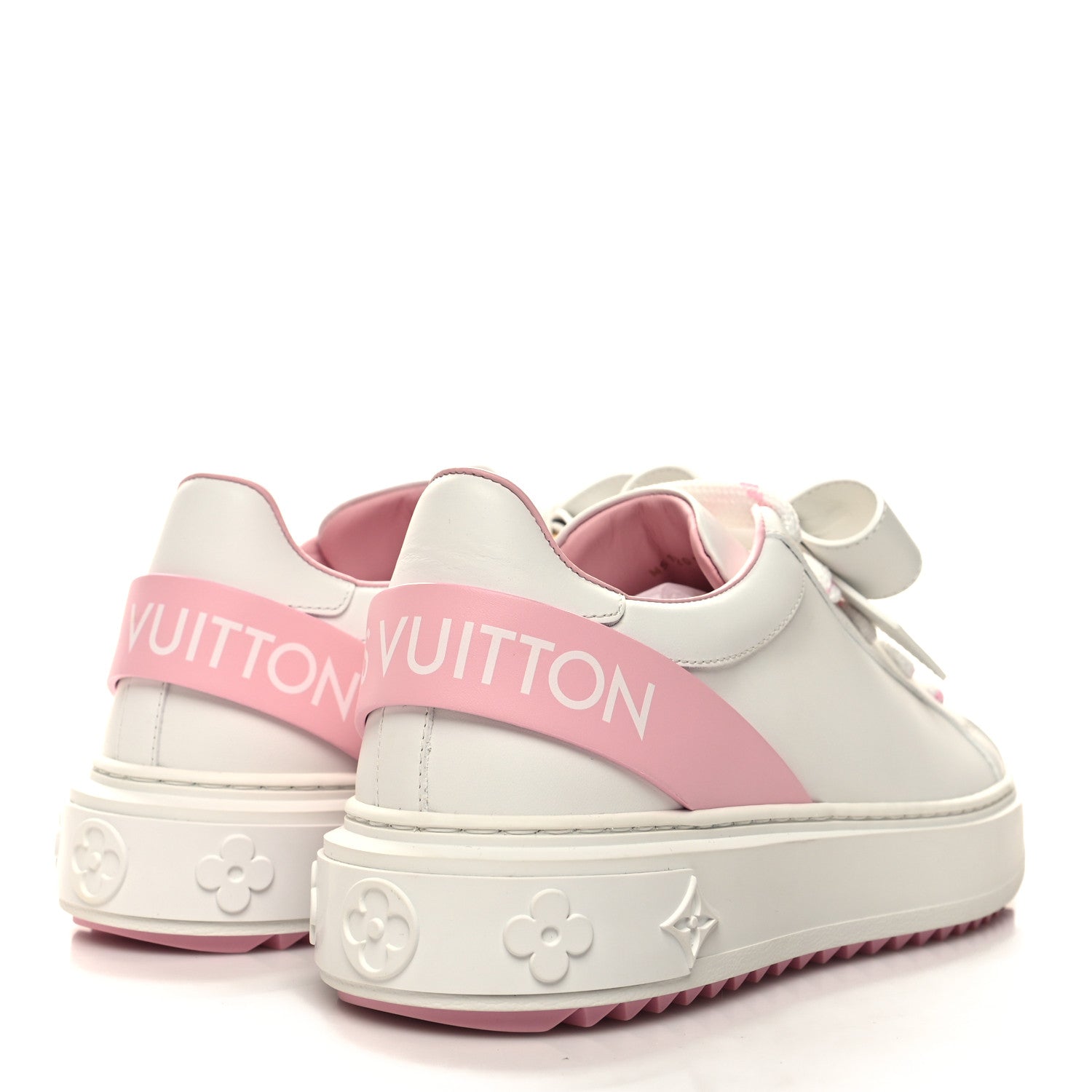 Louis Vuitton Calfskin Time Out Bow Sneakers 38 White Pink 4 of 9