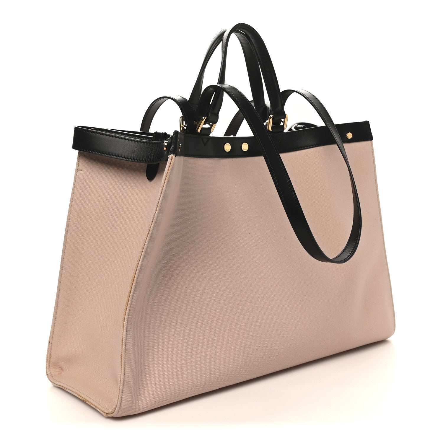 FENDI ピカブー Fendi Canvas Vitello King FF Embroidered Medium Peekaboo X-Tote