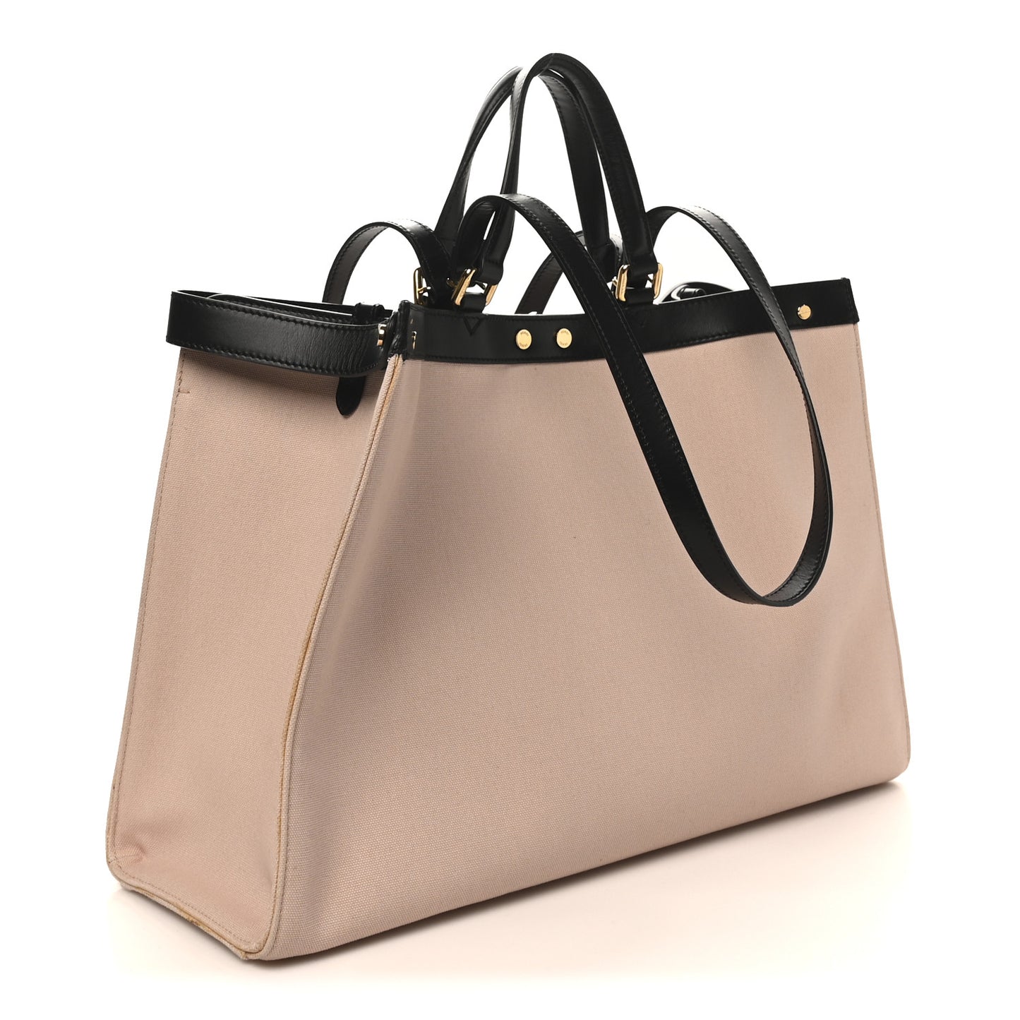 Canvas Vitello King FF Embroidered Medium Peekaboo X-Tote Rosa Quarzo Black